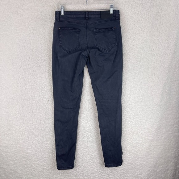 Zara Black Denim Skinny Ankle Zipper Jeans Womens Casual Mid-Rise Size 6 - Picture 12 of 16
